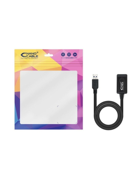 Cable alargador usb 3.0 con amplificador nanocable 10.01.0311/ usb macho - usb hembra/ 5m/ negro