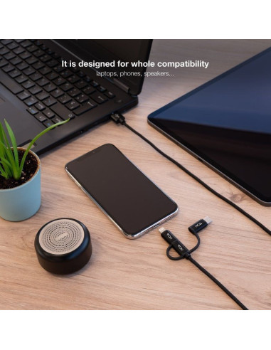 Cable usb 2.0 nanocable 10.01.3200/ lightning macho - micro usb macho/ usb tipo-c macho/ 1m/ negro