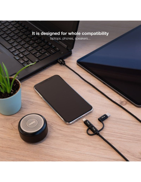 Cable usb 2.0 nanocable 10.01.3200/ lightning macho - micro usb macho/ usb tipo-c macho/ 1m/ negro