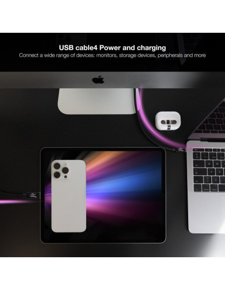 Cable usb 4.0 nanocable 10.01.5002/ usb tipo-c macho - usb tipo-c macho/ hasta 240w/ 40gbps/ 1.8m/ negro