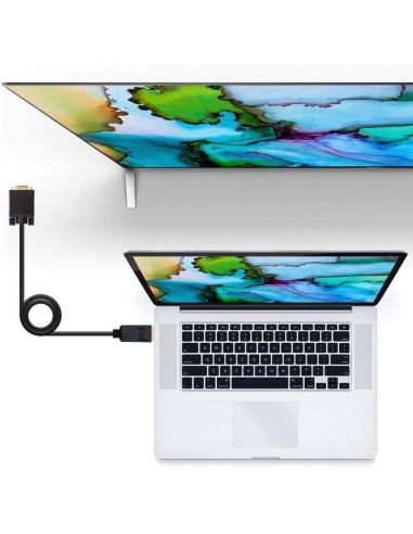 Cable conversor nanocable 10.15.4402/ displayport macho - vga macho/ 2m/ negro