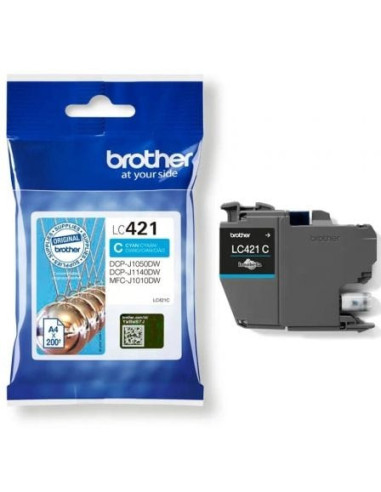 Cartucho de tinta original brother lc421/ cian