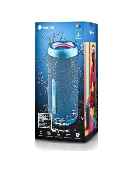 Altavoz con bluetooth ngs roller furia 3/ 60w/ 2.0/ azul
