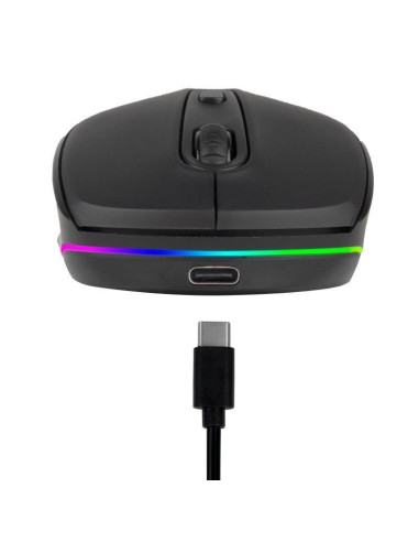 Ratón inalámbrico por bluetooth ngs smog-rb/ batería recargable/ hasta 1600 dpi/ negro