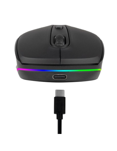 Ratón inalámbrico por bluetooth ngs smog-rb/ batería recargable/ hasta 1600 dpi/ negro