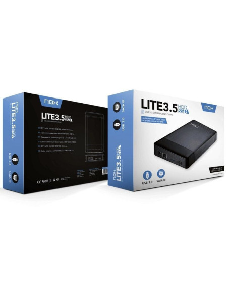 Caja externa para disco duro de 3.5' nox lite 3.5''/ usb 3.0