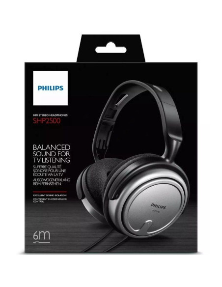 Auriculares philips shp2500/10/ jack 3.5/ grises