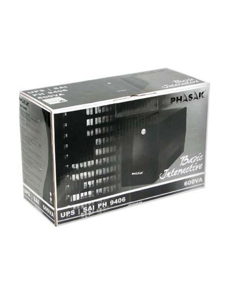 Sai línea interactiva phasak basic interactive 600 va/ 600va-360w/ 2 salidas/ formato torre