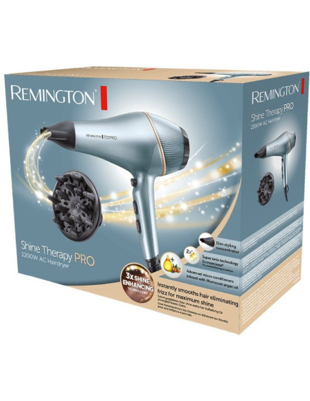 Secador remington shine therapy pro ac9300/ 2200w/ iónico/ negro y azul
