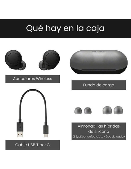 Auriculares bluetooth sony wf-c500 con estuche de carga/ autonomía 5h/ negros