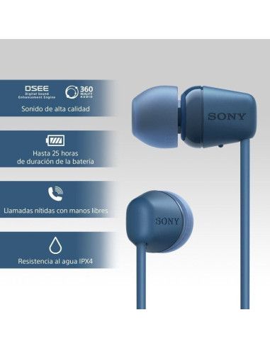 Auriculares inalámbrico intrauditivos sony wi-c100/ con micrófono/ bluetooth/ azules