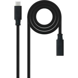 Cable Alargador USB Tipo-C 3.2 Nanocable 10.01.4502/ USB Tipo-C Macho - USB Tipo-C Hembra/ 2m/ Negro