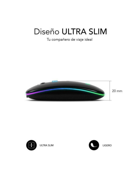 Ratón inalámbrico por bluetooth subblim led dual flat/ batería recargable/ hasta 1600 dpi