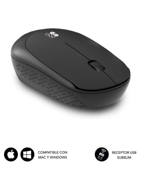 Set ratón inalámbrico y alfombrilla subblim harmony black/ hasta 1200 dpi