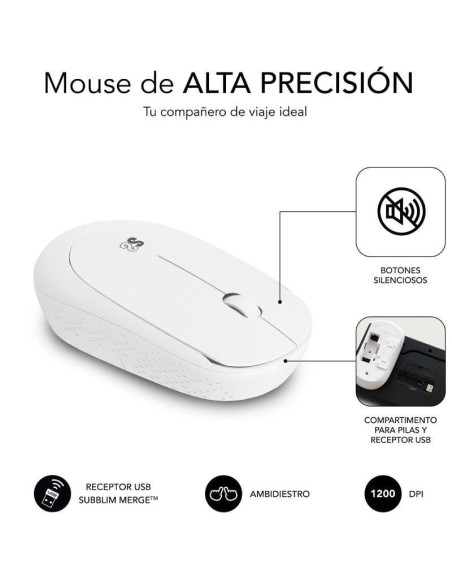 Teclado y ratón subblim combo business slim silencioso inalámbrico/ blanco