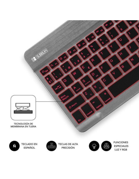 Teclado compacto inalámbrico por bluetooth subblim smart backlit/ gris