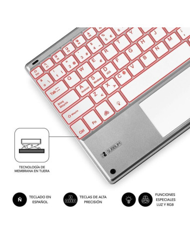 Teclado compacto inalámbrico por bluetooth subblim smbt50/ plata