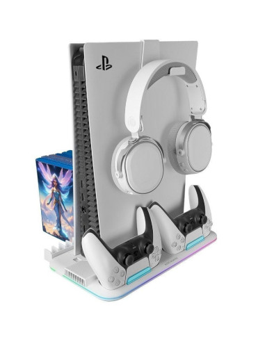 Soporte multifunción rgb para ps5 mars gaming mps5-b2/ blanco