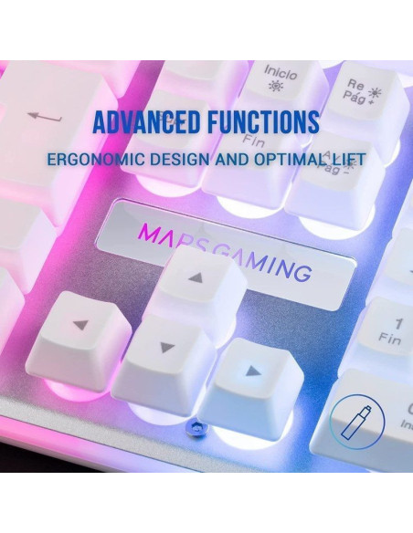 Teclado gaming semimecánico mars gaming mk220es/ blanco