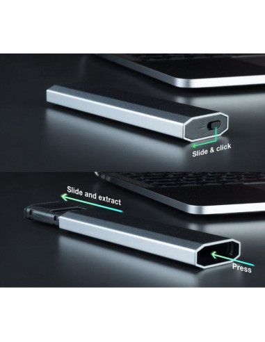 Caja externa para disco ssd m.2 nvme tooq tqe-2223g/ usb 3.2/ sin tornillos