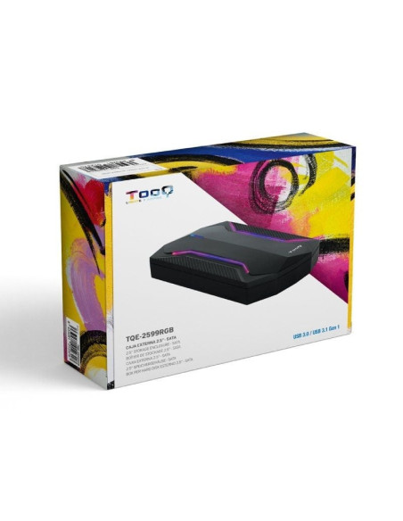 Caja externa gaming para disco duro de 2.5' tooq tqe-2599rgb/ usb 3.1/ sin tornillos