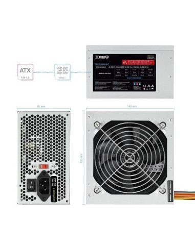 Fuente de alimentación tooq tqep-500s-int/ 500w/ ventilador 12cm
