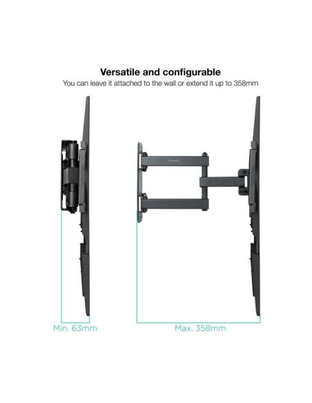 Soporte de pared giratorio/ inclinable/ nivelable tooq lp7863tn-b para tv de 37-70'/ hasta 35kg
