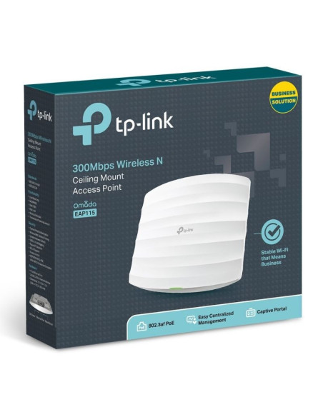 Punto de acceso inalámbrico tp-link omada eap115 poe 300mbps/ 2.4ghz/ antenas de 4dbi/ wifi 802.11n/b/g