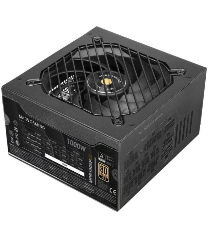 Fuente de alimentación mars gaming mpb1000psi/ 1000w/ ventilador 14cm/ atx 3.1/ pcie 5.1/ 80 plus gold