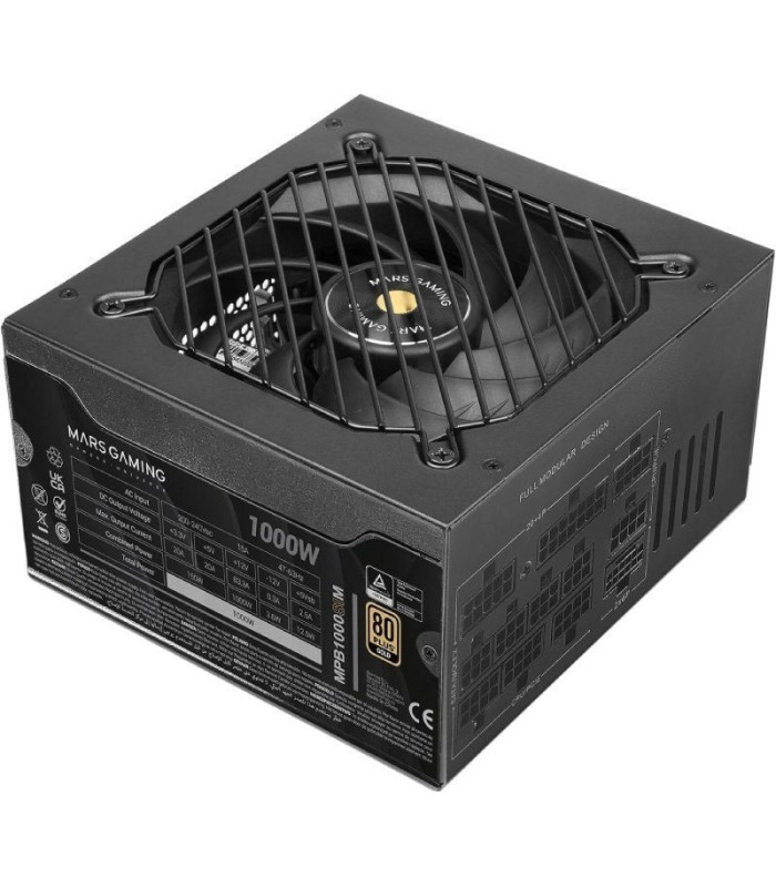 Fuente de alimentación mars gaming mpb1000sim/ 1000w/ ventilador 14cm/ atx 3.1/ pcie 5.1/ 80 plus gold