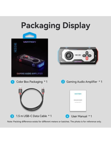 Tarjeta de sonido gaming con amplificador vention cvab0/ usb tipo-c macho - 3xjack 3.5 hembra