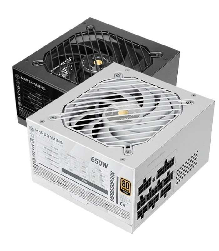 Fuente de alimentación mars gaming mpb650psi/ 650w/ ventilador 12cm/ 80 plus gold/ blanca