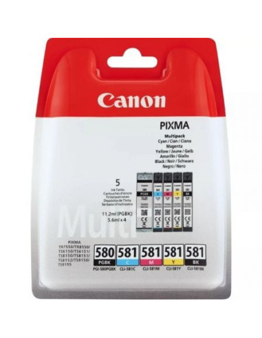 Cartucho de tinta original canon pgi-580 pb + cli-581multipack/ cian/ magenta/ amarillo/ negro