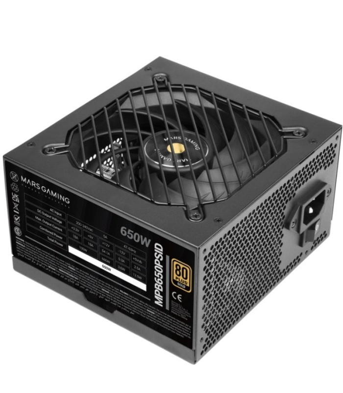 Fuente de alimentación mars gaming mpb650psid/ 650w/ ventilador 12cm/ 80 plus gold
