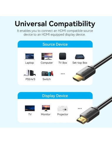 Cable hdmi vention aljbg hdmi macho - hdmi 4k macho/ 1.5m/ negro