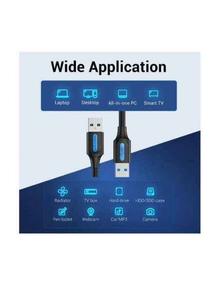 Cable usb 3.0 vention conbd/ usb macho - usb macho/ 5gbps/ 50cm/ negro