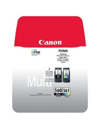 Cartucho de tinta original canon pg-560 + cl-561 multipack/ negro/ tricolor