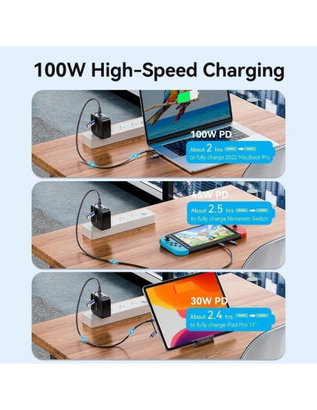 Cable usb 2.0 tipo-c vention ctllf/ usb tipo-c macho - usb macho/ microusb macho - usb tipo-c macho/ hasta 100w/ 480mbps/ 1m/