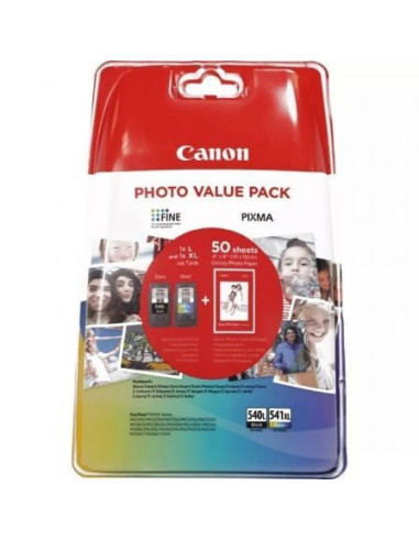 Cartucho de tinta original canon pg-540l + cl-541 xl multipack alta capacidad/ negro/ tricolor + papel fotográfico