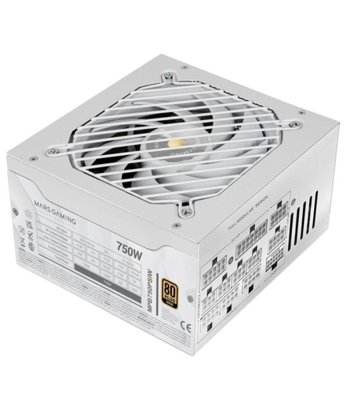 Fuente de alimentación mars gaming mpb750psi/ 750w/ ventilador 14cm/ atx 3.1/ pcie 5.1/ 80 plus gold