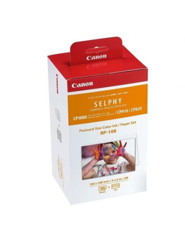 Cartucho de tinta original canon rp-108 multipack/ tricolor + papel fotográfico