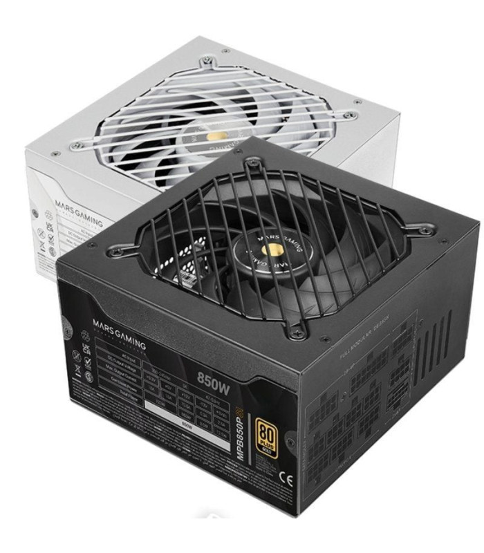 Fuente de alimentación mars gaming mpb850psi/ 850w/ ventilador 14cm/ atx 3.1/ pcie 5.1/ 80 plus gold