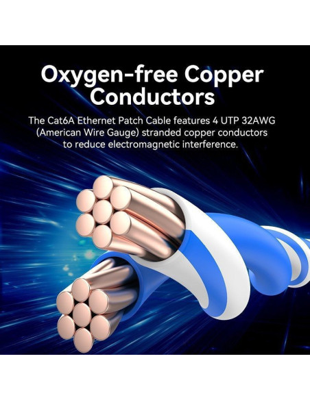 Cable de red rj45 utp vention ibowd cat.6a/ 50cm/ cabeza rotatoria 360º/ blanco