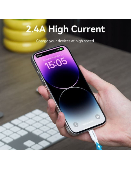 Cable usb 2.0 lightning vention laiwf/ usb macho - lightning macho/ 480mbps/ 1m/ blanco