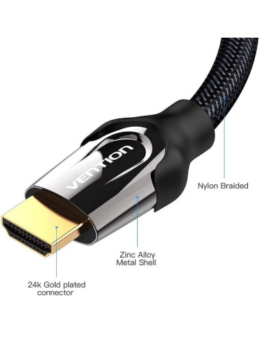 Cable hdmi 2.0 4k vention vaa-b05-b075/ hdmi macho - hdmi macho/ 75cm/ negro