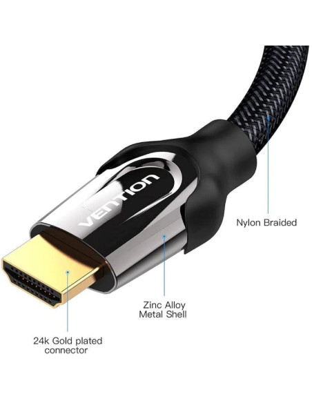 Cable hdmi 2.0 4k vention vaa-b05-b075/ hdmi macho - hdmi macho/ 75cm/ negro