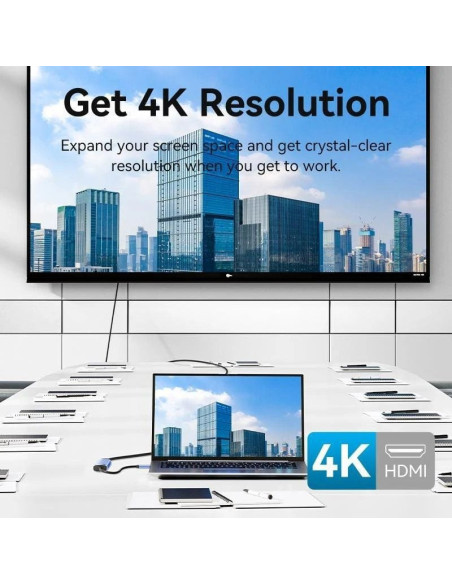 Docking usb tipo-c vention tgesb/ 3xusb/ 1xhdmi/ 1xusb tipo-c pd