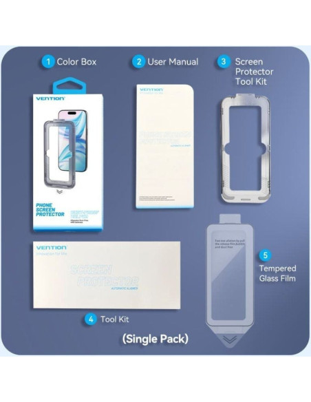 Protector de pantalla de cristal templado vention kuitca-30 para iphone 13 pro + herramienta de instalación antipolvo