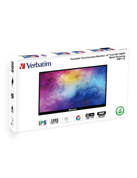 Monitor portátil táctil verbatim pmt-14 14'/ full hd/ multimedia/ negro