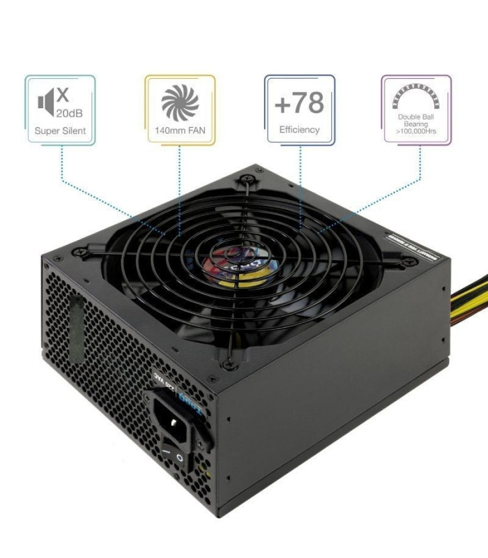 Fuente de alimentación tooq tqapolo-650sp/ 650w/ ventilador 14cm